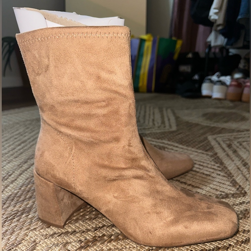 Tan Suede Ankle Boots -Size 9.5